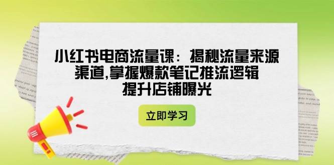 小红书电商流量课：揭秘流量来源渠道,掌握爆款笔记推流逻辑,提升店铺曝光-轻创网