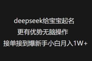 deepseek给宝宝起名更有优势无脑操作接单接到爆新手小白月入1W+-轻创网