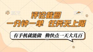 评论截图，一分钟一单，有手机就能做，任务无上限，轻松一天大几百-轻创网