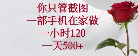 你只管截图，一部手机在家做，一小时120.一天5张【揭秘】-轻创网