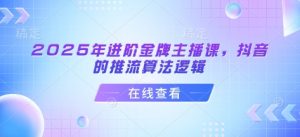 2025年进阶金牌主播课，抖音的推流算法逻辑-轻创网