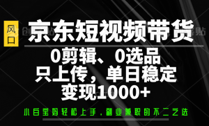 京东短视频带货，0剪辑，0选品，只上传，单日稳定变现1000+-轻创网
