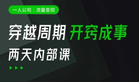 一人公司：流量变现课，一人公司的方法模型拆解， 拆解富人思维，流量思维，小老板思维等-轻创网