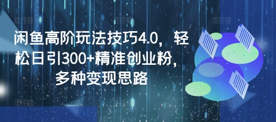 闲鱼高阶玩法技巧4.0，轻松日引300+精准创业粉，多种变现思路-轻创网
