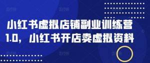 小红书虚拟店铺副业训练营1.0,小红书开店卖虚拟资料-轻创网