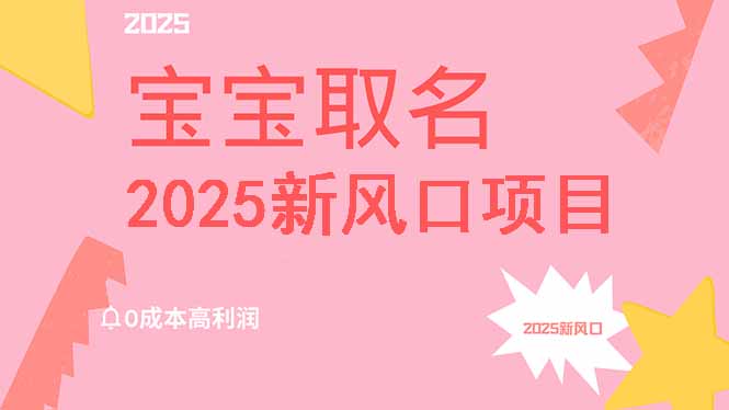 2025新风口项目宝宝取名，0成本高利润，附保姆级教程，月入过万不是梦-轻创网