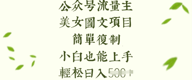 流量主长期收益项目，美女图片简单复制，小白也能上手，轻松日入5张-轻创网