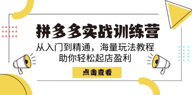 拼多多实战训练营，从入门到精通，海量玩法教程，助你轻松起店盈利-轻创网