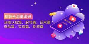 视频号流量密码：涵盖认知篇、起号篇、话术篇、选品篇、实操篇、投流篇-轻创网