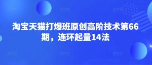 淘宝天猫打爆班原创高阶技术第66期，连环起量14法-轻创网