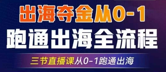 2025出海夺金从0-1跑通出海全流程，三节直播课从0-1跑通出海，教你用AI跑通全流程-轻创网