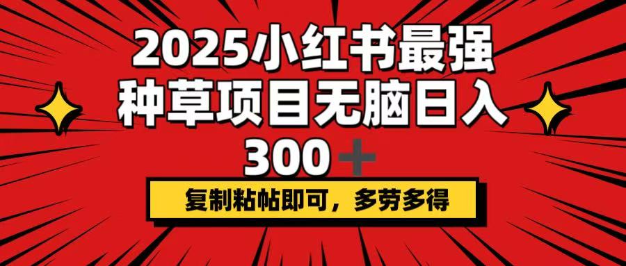 2025小红书最强种草项目，无脑日入300+，复制粘帖即可，多劳多得-轻创网