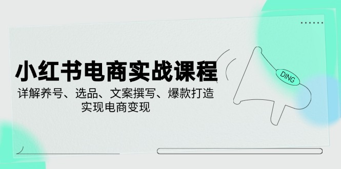 小红书电商实战课程，详解养号、选品、文案撰写、爆款打造，实现电商变现-轻创网