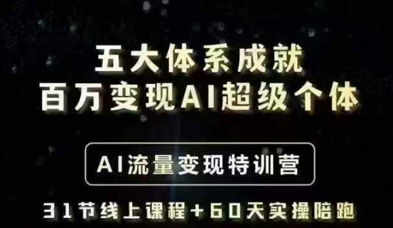 五大体系成就百万变现AI超级个体- AI流量变现特训营，一步一步教你一个人怎么年入百W-轻创网