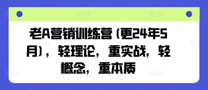 老A营销训练营(更25年3月)，轻理论，重实战，轻概念，重本质-轻创网