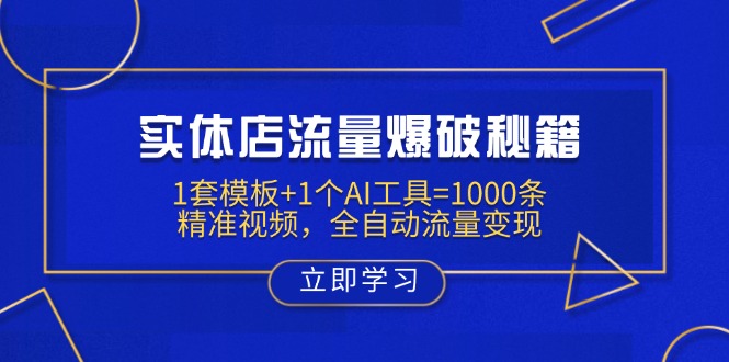实体店流量爆破秘籍：1套模板+1个AI工具=1000条精准视频，全自动流量变现-轻创网