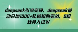 deepseek引流变现，deepseek被动日加1000+私域粉的实战，0粉丝月入过W-轻创网