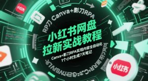 小红书网盘拉新实战教程，Canva+影刀RPA实现内容全自动化，1个小时生成7天笔记-轻创网