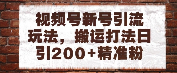 视频号新号引流玩法，搬运打法日引200+精准粉，可矩阵放大【揭秘】-轻创网