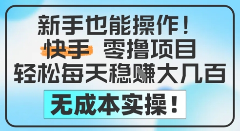 新手也能操作，快手零撸挣米，轻松每天挣2-5张，完全无成本-轻创网