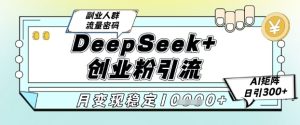 DeepSeek+创业粉精准引流，全新分享课4.0玩法，AI矩阵日引300+，多种变现方式，稳定月入1W-轻创网