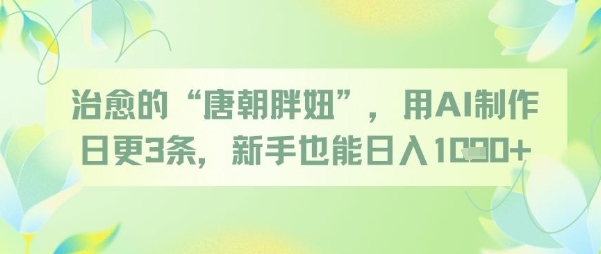 治愈的“唐朝胖妞”，用AI制作日更3条，新手也能日入多张-轻创网