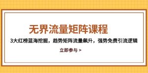 无界流量矩阵课程，3大红榜蓝海挖掘，趋势矩阵流量飙升，强势免费引流逻辑-轻创网