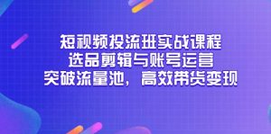 短视频投流班实战课程，选品剪辑与账号运营，突破流量池，高效带货变现-轻创网