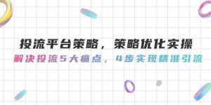 投流平台策略，策略优化实操，解决投流5大痛点，4步实现精准引流-轻创网