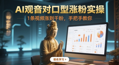 AI观音对口型涨粉实操，1条视频涨到千粉，手把手教你-轻创网