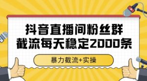 抖音直播间粉丝群暴力截流，一台电脑每天稳定2000条数据，暴力截流+实操 【揭秘】-轻创网
