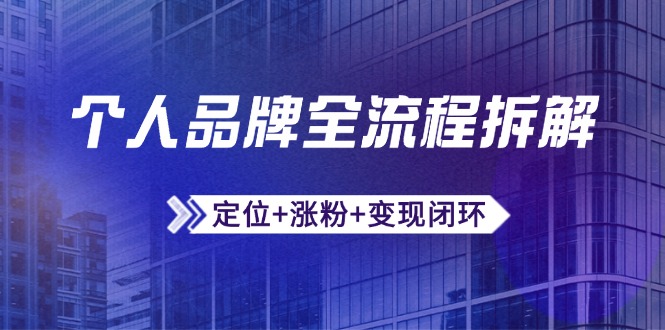 个人品牌全流程拆解：定位+涨粉+变现闭环，微信生态运营与资源整合-轻创网