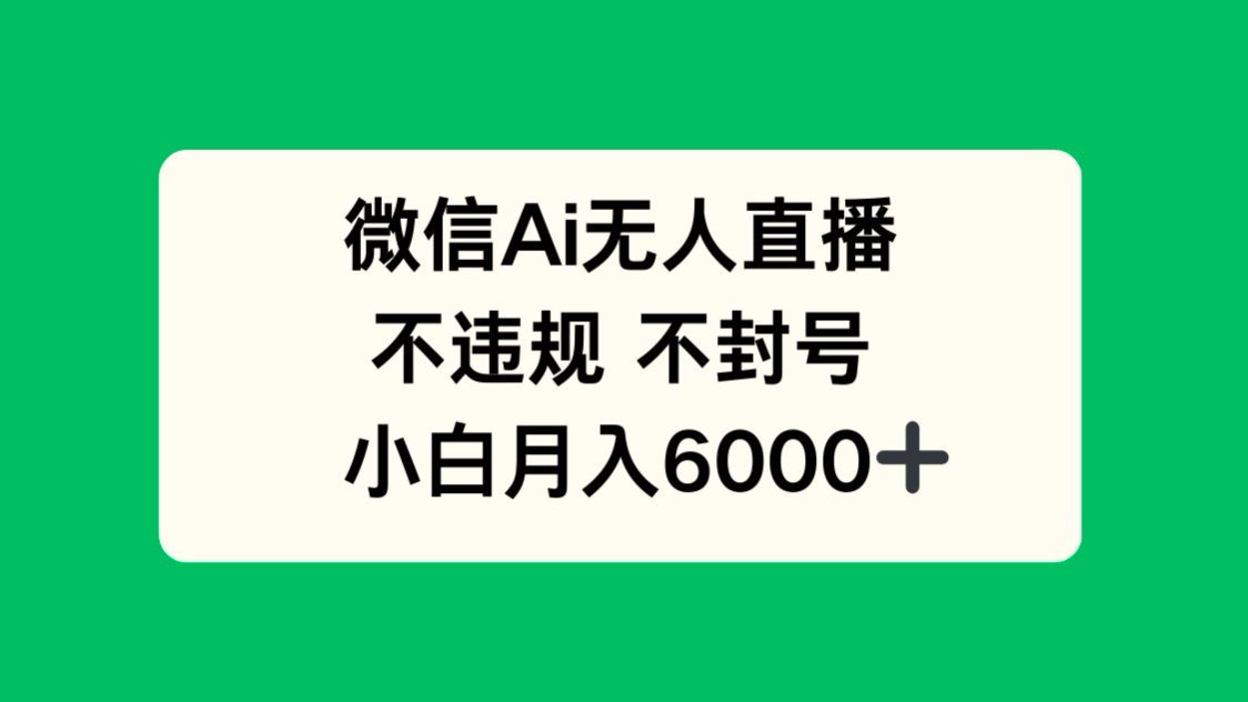 微信AI无人直播，不违规 不封号 ，小白月入6000+-轻创网
