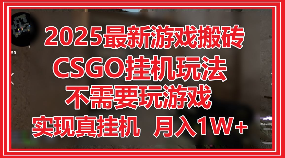 2025最新游戏搬砖，CSGO挂机，不需要玩游戏，实现真挂机，月入1W+-轻创网