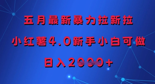 五月最新暴力拉新拉，小红薯4.0新手小白可做，日入多张-轻创网