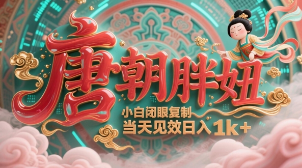 用AI克隆“唐朝胖妞”日更3条，平台疯狂推流，小白闭眼复制，当天见效，日入1k+-轻创网