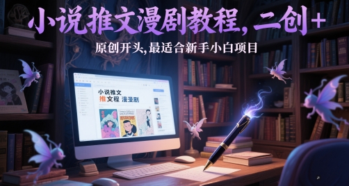 小说推文漫剧教程，二创+原创开头，最适合新手小白项目-轻创网
