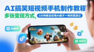 AI搞笑短视频手机制作教程，多张变现方式，5分钟教会你用AI做不一样的西游记-轻创网