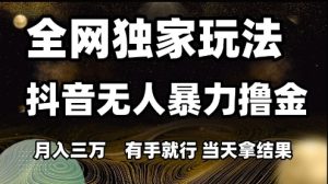 全网独家玩法抖音无人暴力撸金，月入3W，有手就行，当天拿结果【揭秘】-轻创网
