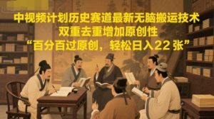 中视频计划历史赛道最新无脑搬运技术，双重去重增加原创性，百分百过原创，轻松日入2张-轻创网