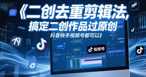 短视频二创去重剪辑法，搞定二创作品过原创，抖音快手视频号都可以-轻创网