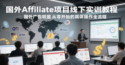 国外Affiliate项目线下实训教程，国外广告联盟从零开始的具体操作全流程-轻创网