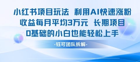 适合小白操作的小红书新项目，利用AI快速涨粉，收益每月平均1W+-轻创网