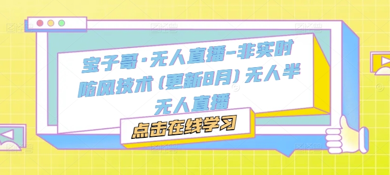 宝子哥·无人直播-非实时防风技术(更新25年6月)无人半无人直播-轻创网