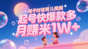 AI生成母子对话育儿类视频，起号快爆款多，小白宝妈轻松学，多渠道变现，月赚米1W+-轻创网