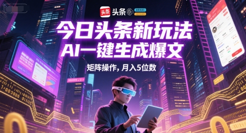今日头条新玩法，AI一键生成爆文，矩阵操作，月入5位数-轻创网