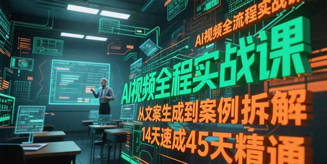 AI视频全流程实战课，从文案生成到案例拆解，14天速成45天精通-轻创网