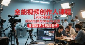 全能视频创作人课程【2025新版】视频拍摄剪辑编导运营，零基础学习视频创作-轻创网