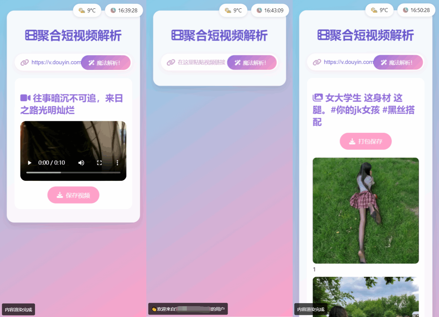 全新二次元聚合短视频解析去水印系统源码 自适应双端-轻创网