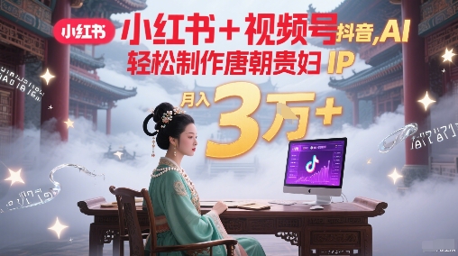 小红书+视频号+抖音，AI轻松制作唐朝贵妇IP，每天30分钟，轻松产出N条，月入3W+-轻创网